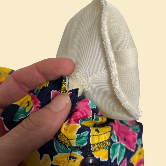 1980s floral blouse by Prophecy, size 10 pink/blue/yellow USA-made long sleeve - Picture 5 of 6